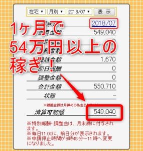 ポケットワークで月50万円以上稼いでいるチャットレディの明細書