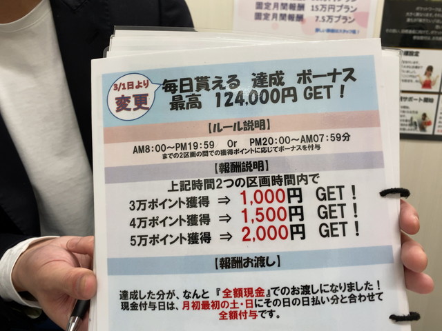 ポケットワーク札幌店の毎日のポイントボーナス表