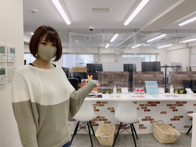 ポケットワーク札幌店の事務所内コロナ対策の様子
