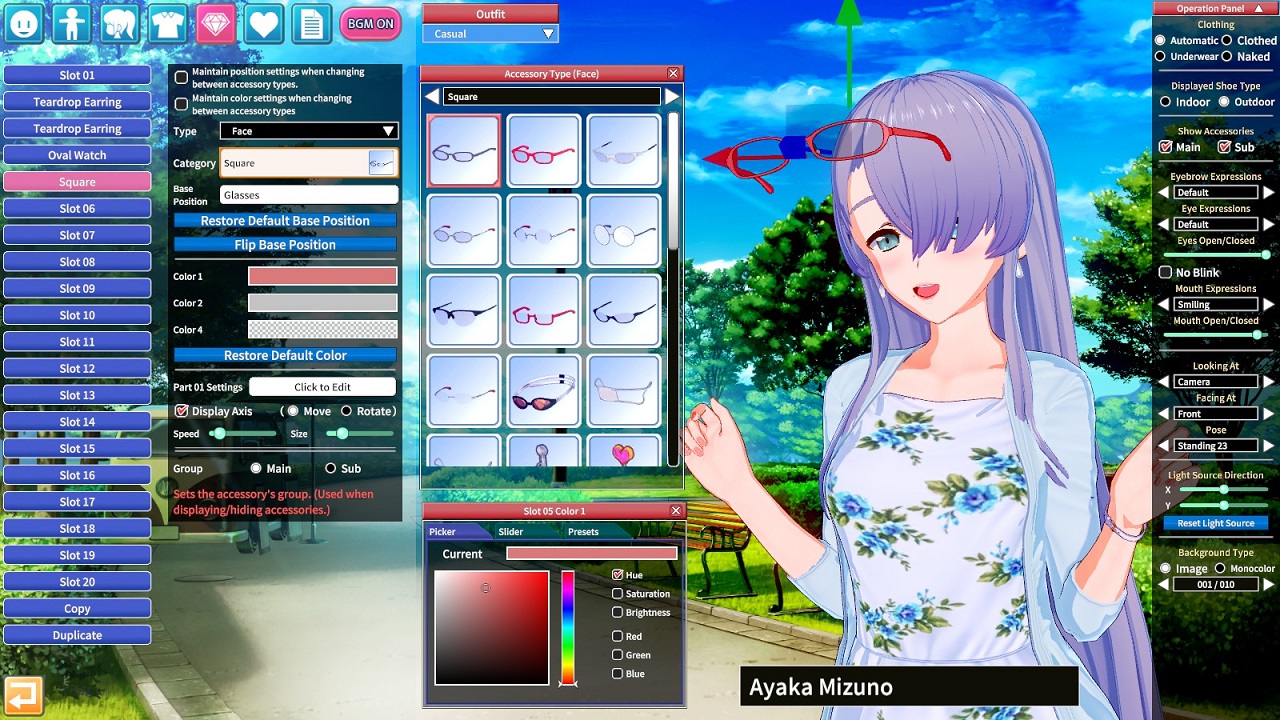 アイテムを組み合わせてアバターを自由に作成できるゲーム画面の参考イメージ